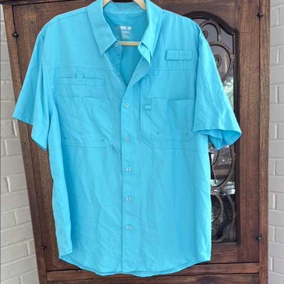 Reel Legends Blue Casual Button Down Shirt - Picture 1 of 4